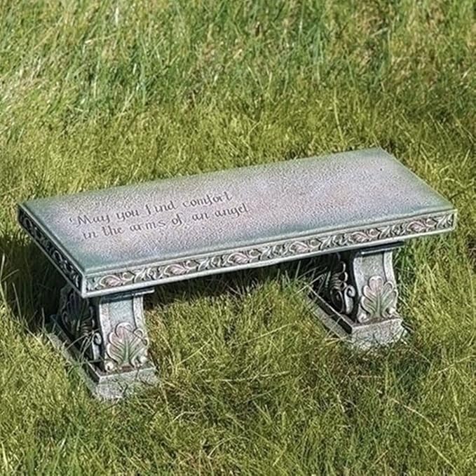 Roman Memorial Bench with Verse Inscribed on Top, 15.25-Inch, Resin, Small - Photo 2