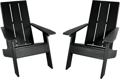 Highwood Italica Modern Adirondack Chairs 2-Piece Set, Black