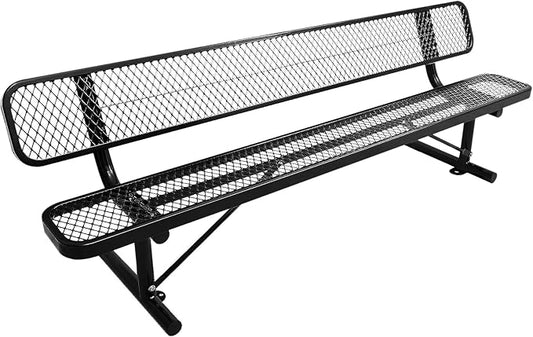 Ceridwen Outdoor Benches Heavy Duty Steel Frame Park Bench with Backrest Bench,Park Bench Steel Mesh Outdoor Bench for Garden,Weatherproof Outdoor Bench for Garden (Black, 8FT)