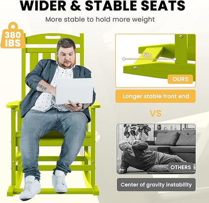LOUNZY HDPE Outdoor Rocking Chairs, Lime