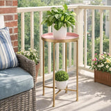 HollyHOME Small Round Metal End Table, Accent Indoor&Outdoor Coffee Side Table, Snack Sofa Table for Living Room - Photo 6