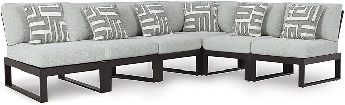 Signature Design by Ashley Beachloft Right-Arm Facing Casual 6-Piece Outdoor Sectional with Cushion and 6 Throw Pillows - Photo 1