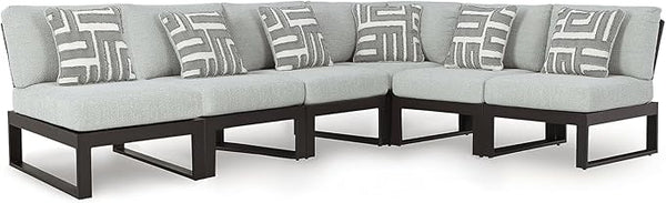 Signature Design by Ashley Beachloft Right-Arm Facing Casual 6-Piece Outdoor Sectional with Cushion and 6 Throw Pillows - Photo 1