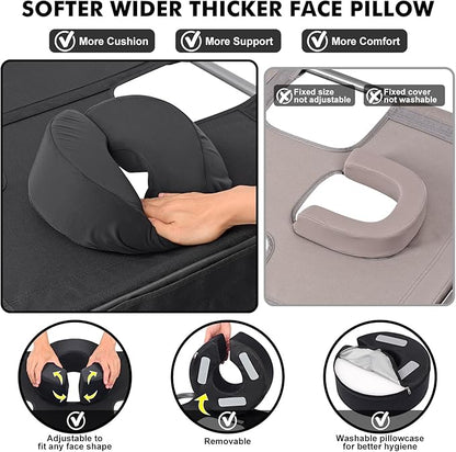 Tanning Chair with Sun Canopy Face Hole Softer Padded Adjustable Washable, Heavy Duty Layout Folding Lounge Chair for Adults Outside Beach Reading Sunbathing Poolside Lawn, UPF 50+ Sun Shade, 300 LBS