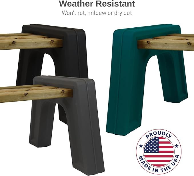 RTS Home Accents Custom Length Lightweight Indoor or Outdoor Backless Bench Ends, (Wood & Screws Sold Separately), Graphite