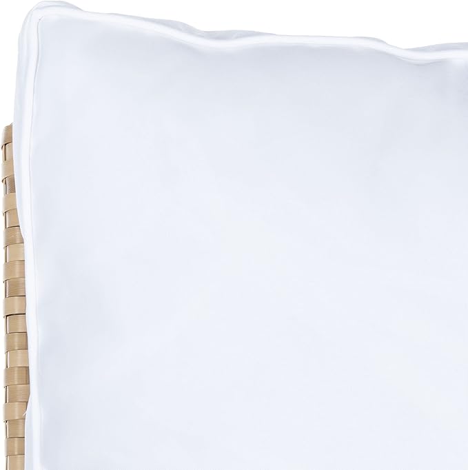 SAFAVIEH Outdoor Collection Daire Woven Natural/White Cushion Rocking Chair for Patio Porch Backyard Sunroom