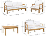 5 Piece Acacia Wood Patio Furniture Set with Coffee Table, 2 Loveseat and 2 Chairs - Photo 2