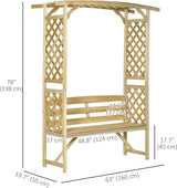 Outsunny Patio Garden Bench Arbor Arch with Pergola and 2 Trellises - Photo 3