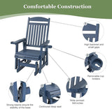 Poly Lumber Patio Glider for One Person, with Cup Holders, High Backrest and Deep Contoured Seat, HIPS Material - Photo 5
