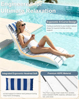 Pool Lounge Chairs Set of 2, HDPE Adjustable Chaise Chairs with Headrest - Photo 4