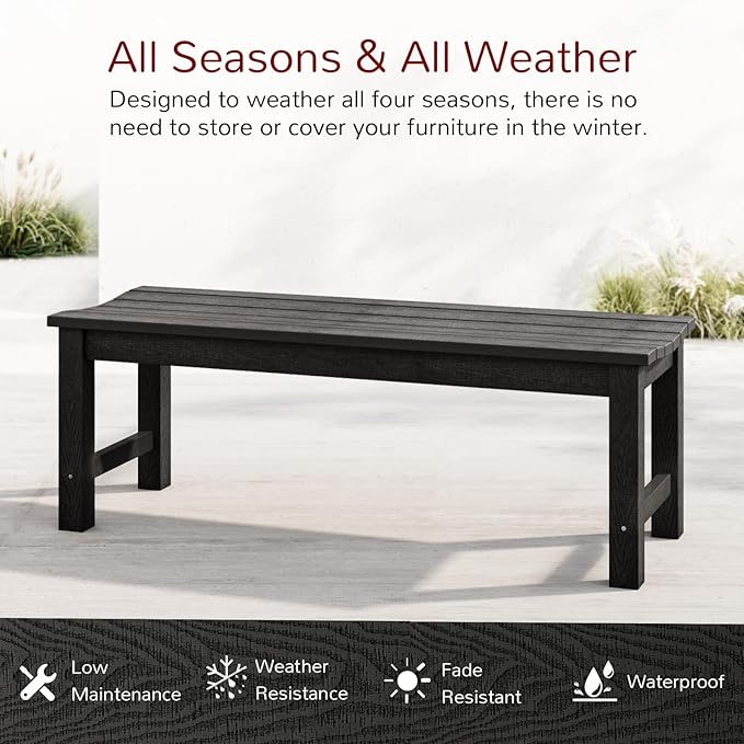 Stoog Outdoor Bench, 2-Person Outdoor Poly Lumber Backless Bench, Weatherproof Garden Bench, Never Rot or Fade - Photo 4