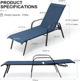 Crestlive Products Chaise Lounge Chair Outdoor with Armrests, Pool Lounge Chairs Set of 2 - Photo 2