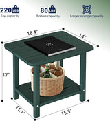 nevilywood Adirondack Square Side Table - 18.4" Large Panel HDPE Outdoor End Table - Weatherproof - Photo 3