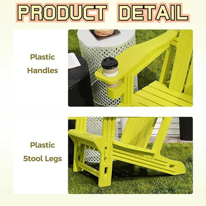 FONTOI Adirondack Chair, Plastic Adirondack Chair with Cup Holder, Outdoor Weather Resistant Lawn Furniture, 400 LBS Capacity Recliner, Garden Backyard Patio Without Screws Install, Set of 4 Yellow