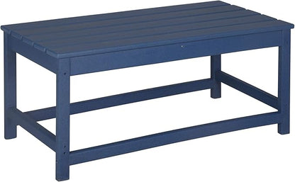WestinTrends Malibu Outdoor Coffee Table, 35" x 17.5" All Weather Poly Lumber Patio Adirondack Coffee Table for Garden Lawn Porch Balcony, Navy Blue