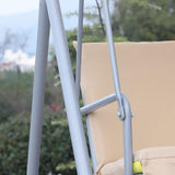 Outsunny 2 Person Porch Swing with Stand, Outdoor Swing with Canopy, Pivot Storage Table, 2 Cup Holders - Photo 9