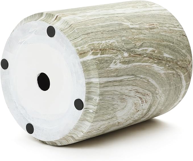 LuxenHome 18" Outdoor Side Table, Green and White Marbled Round Side Table, Indoor Outdoor End Tables for Patio - Photo 4