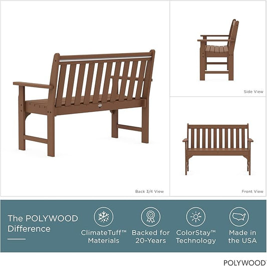 POLYWOOD GNB48TE Vineyard 48" Bench, Teak