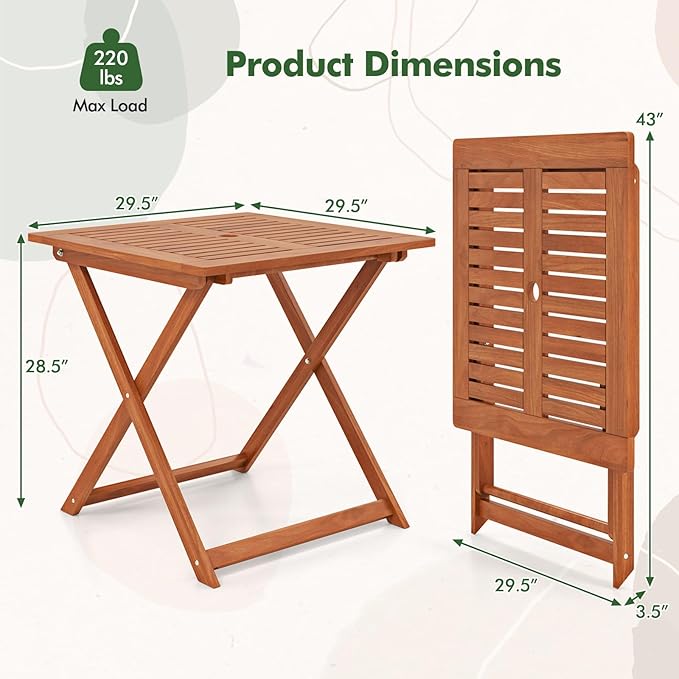 Tangkula 29.5-Inch Square Patio Dining Table - Photo 3