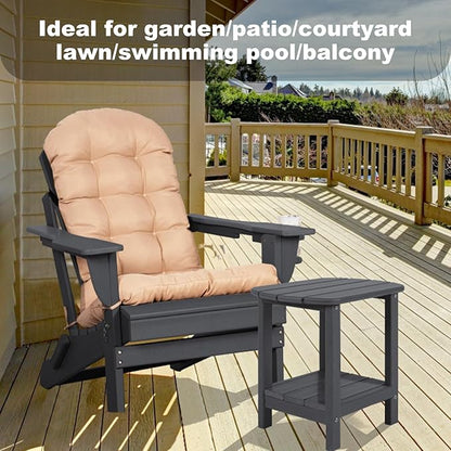 Adirondack Outdoor Side Table, 16.5” HDPE Small Patio Table with Storage Shelf, Weather Resistant End Table for Porch, Pool & Yard (Black)