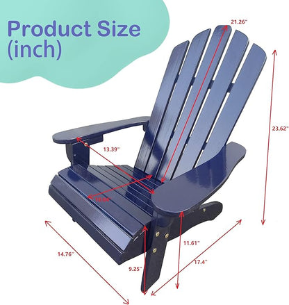 ROSE BLOOM Kids Adirondack Chair, Solid Wood Outdoor Patio Weather Resistant Chair for Children, Classic seat for Deck, Garden, Backyard, Porch and Lawn (Navy Blue)