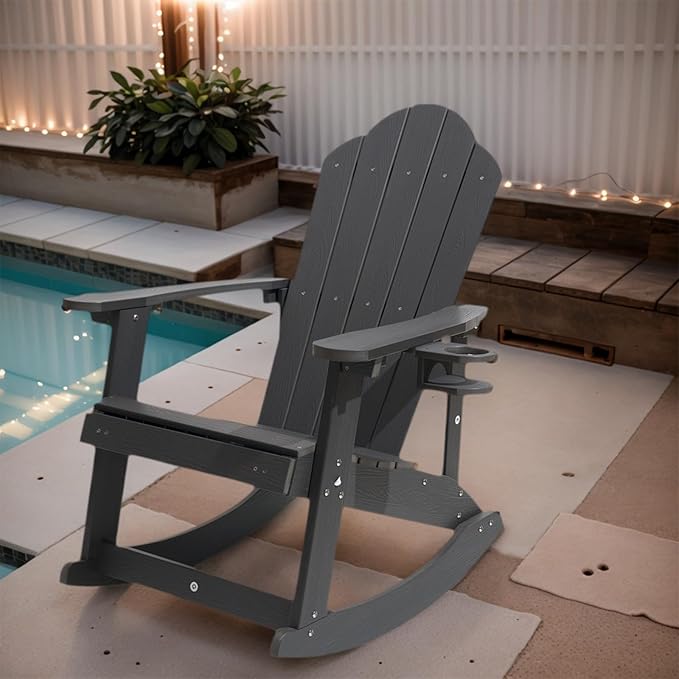 Adirondack Rocking Chair Set of 2, Weather-Resistant and Durable - Photo 7