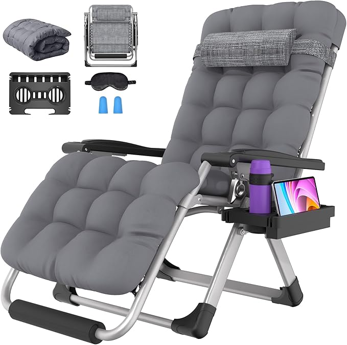 Suteck Oversized Zero Gravity Chair, 29In XL Outdoor Recliner Chair w/Removable Cushion&Headrest - Photo 1