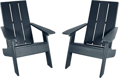 Highwood Italica Modern Adirondack Chairs 2-Piece Set, Federal Blue