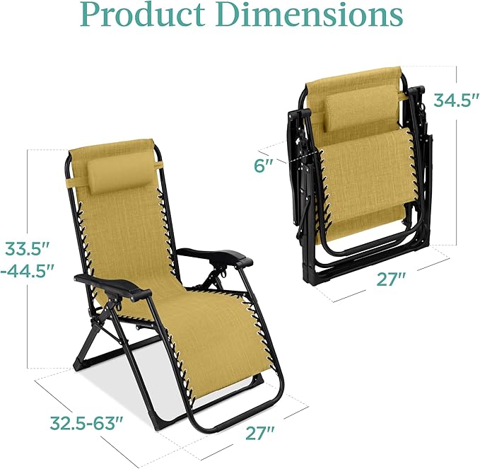Best Choice Products Oversized Zero Gravity Chair, Folding Outdoor Patio Recliner - Photo 2