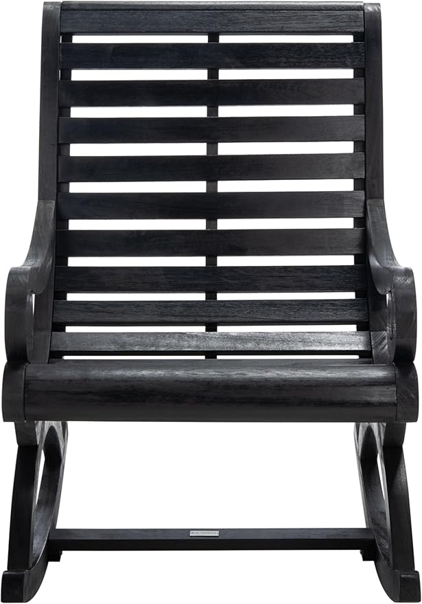 SAFAVIEH Outdoor Collection Sonora Black Slatted Rocking Chair