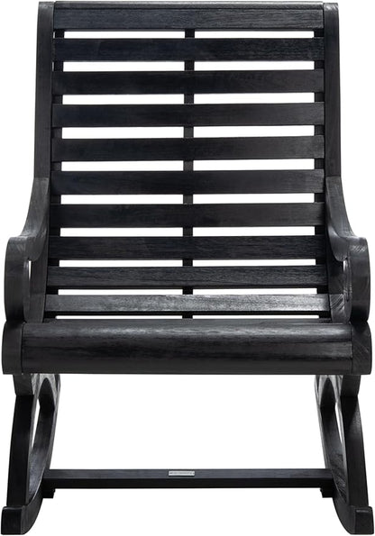 SAFAVIEH Outdoor Collection Sonora Black Slatted Rocking Chair