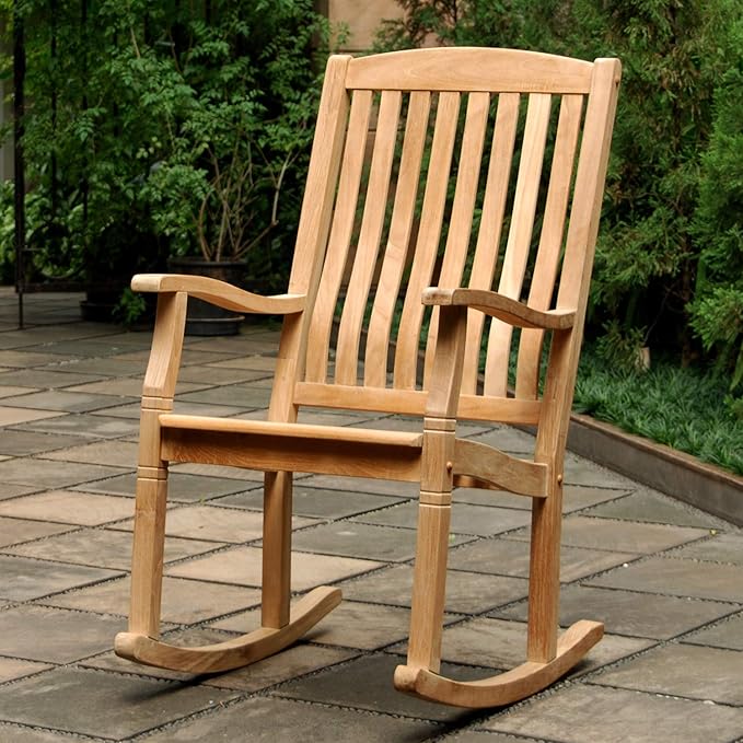 Cambridge Casual Ashford 2-Piece Teak Rocking Chair Set, Outdoor Rocking Chairs for Front Porch, Patio, or Balcony – Solid Wood Rocking Patio Chairs Set of 2 – Teak Furniture for Small Spaces