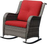 Outdoor Rocking Chair, Wicker Patio Chair with Thickened Olefin Cushions, High Back and Deep Seating - Photo 9
