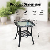 ovios Outdoor Side Table with Tempered Glass Top - Photo 3