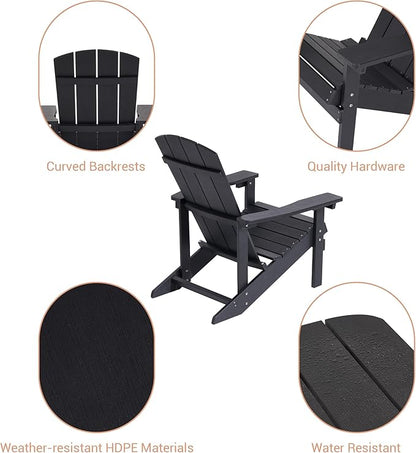 Adirondack Chairs, Plastic Adirondack Chairs Set of 2, All-Weather Resistant, Widely Used in Outdoor, Fire Pit, Deck, Outside, Garden