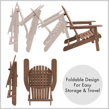 Casafield Folding Adirondack Chair, Cedar Wood Outdoor Fire Pit Lounge Chairs for Patio, Deck, Yard, Lawn and Garden Seating, Partially Pre-Assembled - Espresso