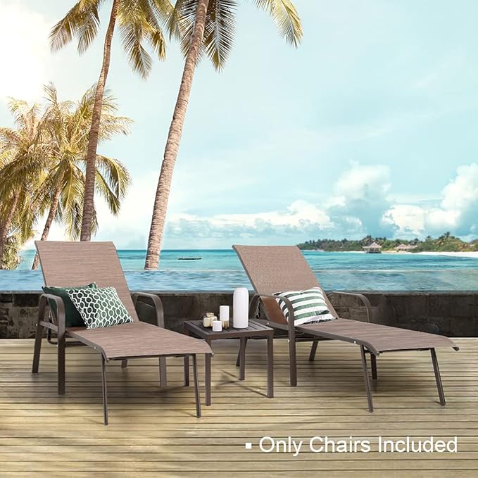 Crestlive Products Adjustable Chaise Lounge Chair, Five-Position and Full Flat Outdoor Recliner for Patio, Deck, Beach - Photo 6