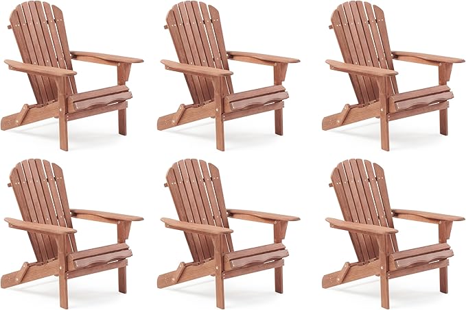 Wooden Folding Adirondack Chair Set of 6 - Photo 1