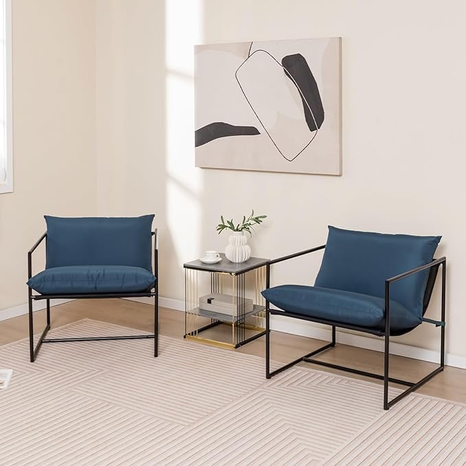 Tangkula Sling Accent Chair, Indoor Outdoor Leisure Chair with Seat & Back Cushions - Photo 2