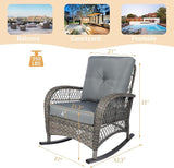 Outdoor Wicker Rocking Chair with Thickened Cushions, All-Weather Rattan Patio Rocking Chairs - Photo 2