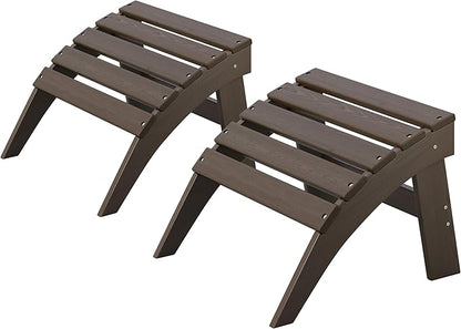 Adirondack Ottoman Set of 2, HDPE Plastic Outdoor Foot Rest Stool for Patio Chair Backyard Porch Pool Deck Garden, All Weather Resistant Lightweight Portable Comfort(Coffe)