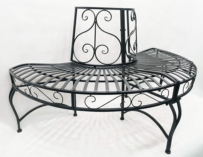 Hi-Line Gift Ltd. Black SEMI-Circle Tree-WRAP Bench