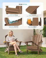 Ciokea Folding Adirondack Chair 4 Pack, Patio Adirondack Chair Weather Resistant, Plastic Fire Pit Chair with Cup Holder - Photo 7