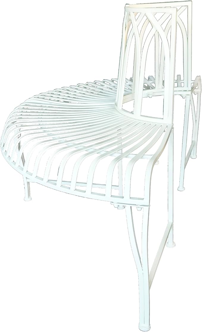 Hi-Line Gift Ltd. Semi-Circle White Metal Tree Wrap Garden Bench