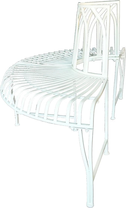 Hi-Line Gift Ltd. Semi-Circle White Metal Tree Wrap Garden Bench