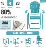 OTSUN Tall Adirondack Chairs Set of 2, HDPE Bar Height Outdoor Chairs, Adirondack Bar Stools for Patio Balcony & Porch - Photo 7