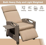 Domi Outdoor Recliner Chair, Patio Recliner with Hand-Woven Wicker, Flip Table Push Back, Adjustable Angle - Photo 6