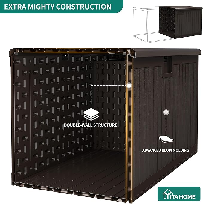 YITAHOME XL 150 Gallon Large Deck Box, Outdoor Storage for Patio Furniture Cushions, Garden Tools, Waterproof - Photo 2