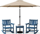SERWALL Outdoor Rocking Chairs Set of 2 with 1 Side Table & 9ft Patio Umbrella - Photo 1
