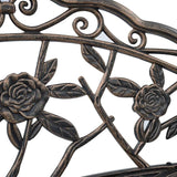 Bronze Cast Aluminum and Cast Iron Bistro Bench, 2-Person Outdoor Seating with Floral Design for Garden, Patio, Balcony - Photo 7